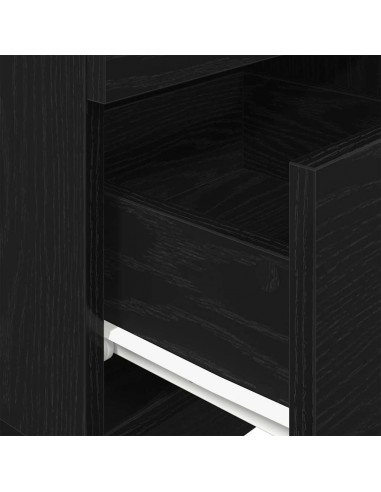 Comodini 2 pz con 2 Cassetti Neri 36x36x68 cm