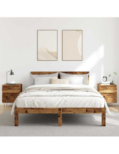 Comodini 2pz Legno Antico 40x35x50 cm in Legno Multistrato