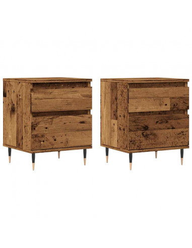 Comodini 2pz Legno Antico 40x35x50 cm in Legno Multistrato