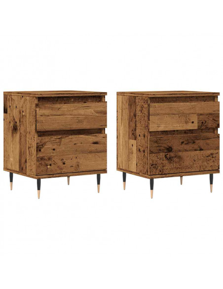Comodini 2pz Legno Antico 40x35x50 cm in Legno Multistrato