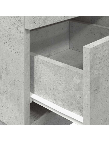 Comodino con 2 Cassetti Grigio Cemento 36x36x68 cm