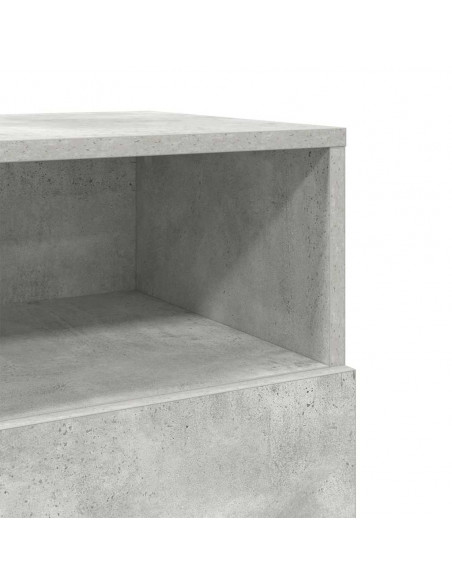 Comodino con 2 Cassetti Grigio Cemento 36x36x68 cm
