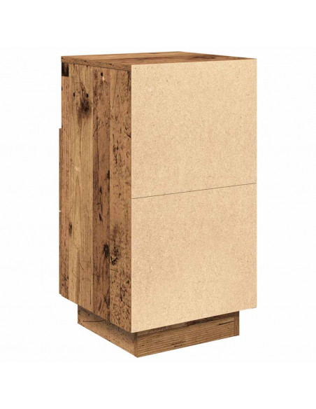 Comodino con 2 Cassetti Legno Antico 36x36x68 cm