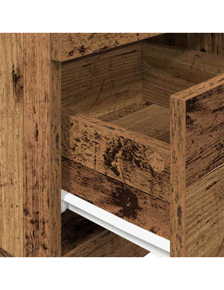 Comodino con 2 Cassetti Legno Antico 36x36x68 cm