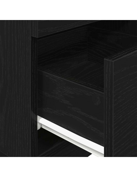 Comodino con 2 Cassetti Nero 36x36x68 cm