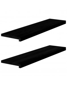 Davanzali 2 pz Marrone Scuro 100x25x2 cm Legno Massello Rovere 2