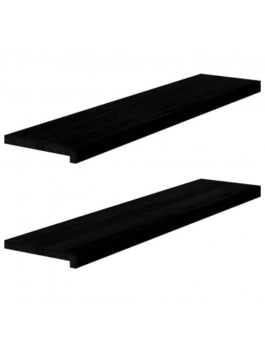 Davanzali 2 pz Marrone Scuro 110x30x2 cm Legno Massello Rovere