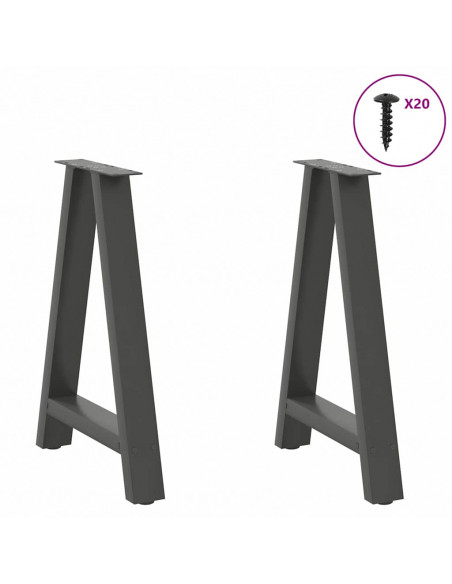 Gambe Tavolino Caffè a A 2 pz Antracite 60x(72-73)cm in Acciaio