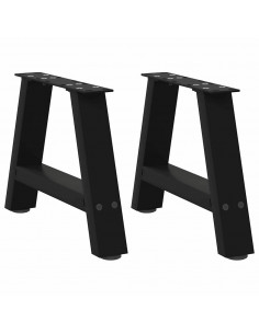 Gambe Tavolino da Caffè a A 2 pz Nero 50x(30-31) cm in Acciaio 2