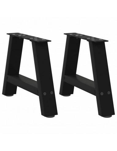Gambe Tavolino da Caffè a A 2 pz Nero 50x(30-31) cm in Acciaio