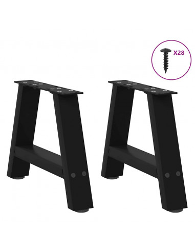 Gambe Tavolino da Caffè a A 2 pz Nero 50x(30-31) cm in Acciaio