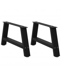 Gambe Tavolino da Caffè a A 2 pz Nero 60x(30-31) cm in Acciaio 2