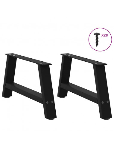 Gambe Tavolino da Caffè a A 2 pz Nero 60x(30-31) cm in Acciaio