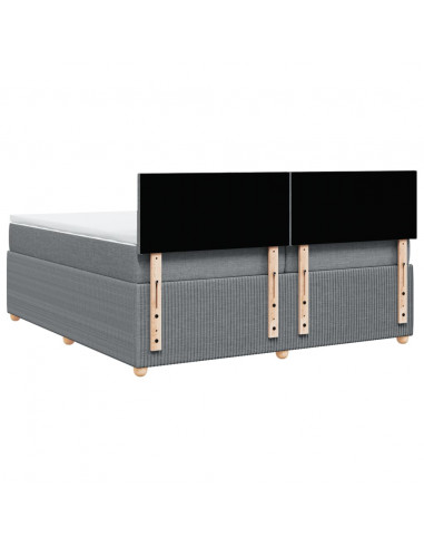 Giroletto a Molle con Materasso Grigio Chiaro 200x200cm Tessuto