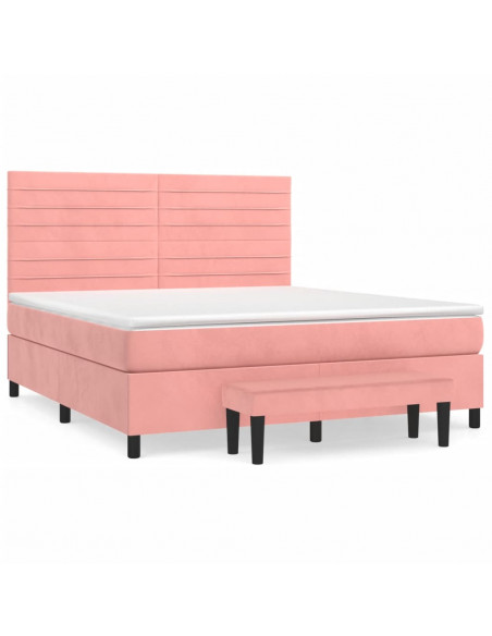 Giroletto a Molle con Materasso Rosa 160x200 cm in Velluto