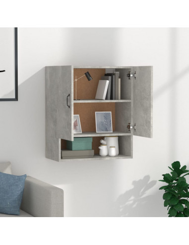 Armadietto a Muro Grigio Cemento 60x31x70 cm Legno Multistrato