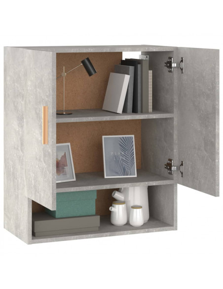 Armadietto a Muro Grigio Cemento 60x31x70 cm Legno Multistrato