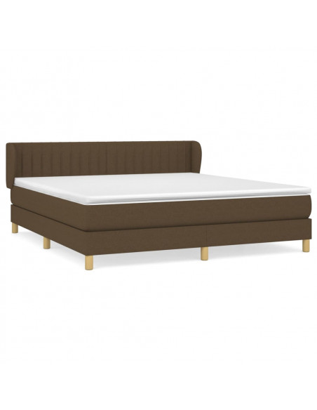 Giroletto a Molle con Materasso Marrone Scuro 160x200cm Tessuto
