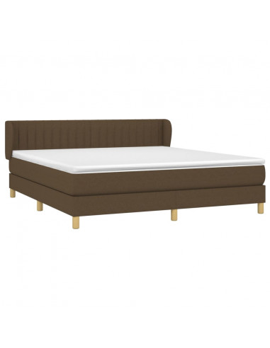 Giroletto a Molle con Materasso Marrone Scuro 160x200cm Tessuto