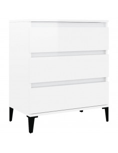 Credenza Bianco Lucido 60x35x70 cm in Legno Multistrato 2