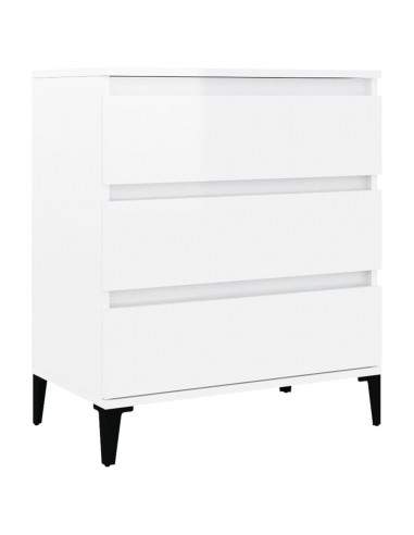 Credenza Bianco Lucido 60x35x70 cm in Legno Multistrato