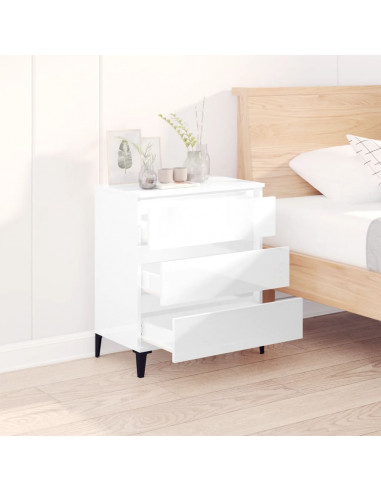 Credenza Bianco Lucido 60x35x70 cm in Legno Multistrato