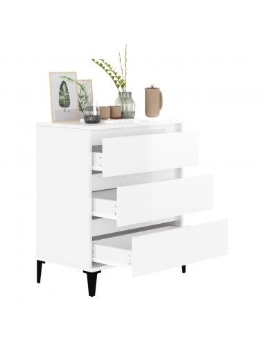 Credenza Bianco Lucido 60x35x70 cm in Legno Multistrato