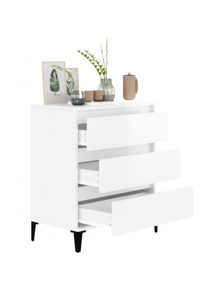 Credenza Bianco Lucido 60x35x70 cm in Legno Multistrato