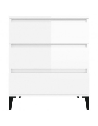 Credenza Bianco Lucido 60x35x70 cm in Legno Multistrato