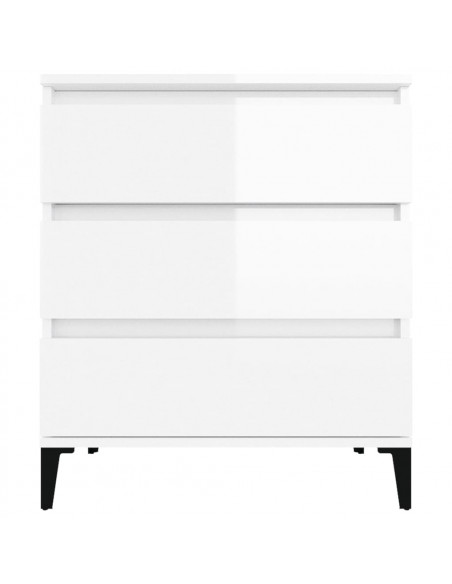 Credenza Bianco Lucido 60x35x70 cm in Legno Multistrato