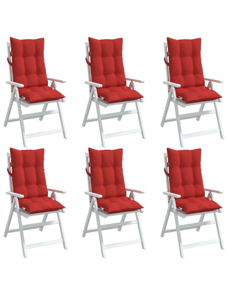 Cuscini per Sedia con Schienale Alto 6 pz Rosso Tessuto Oxford