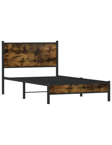 Giroletto con Testiera in Metallo Rovere Fumo 100x200 cm