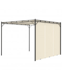 Gazebo da Giardino con Tenda Laterale 3x3x2,25m Crema