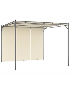 Gazebo da Giardino con Tenda Laterale 3x3x2,25m Crema 2