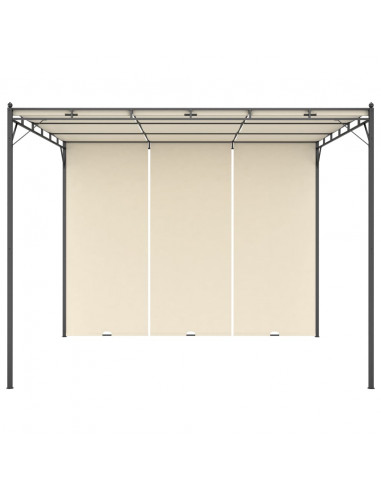 Gazebo da Giardino con Tenda Laterale 3x3x2,25m Crema