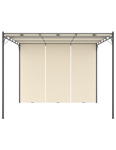 Gazebo da Giardino con Tenda Laterale 3x3x2,25m Crema