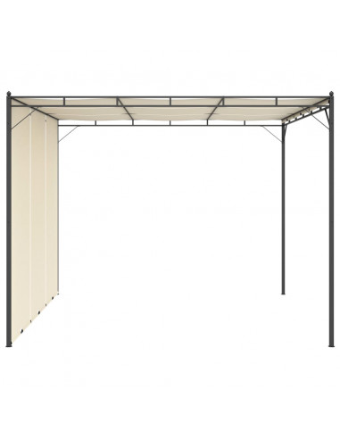 Gazebo da Giardino con Tenda Laterale 3x3x2,25m Crema