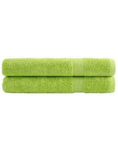 Asciugamani Premium 2 pz Verdi 100x200 cm 600 g/m² 100% Cotone 2