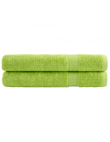 Asciugamani Premium 2 pz Verdi 100x200 cm 600 g/m² 100% Cotone