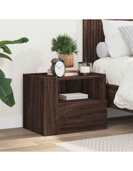 Comodino a Muro Rovere Marrone 45x30x35 cm