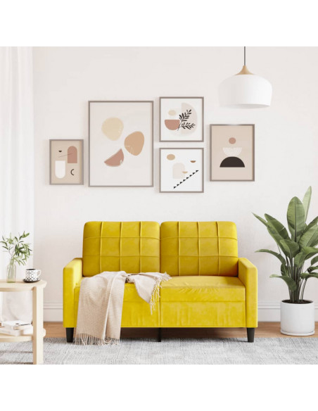 Divano a 2 Posti giallo 120 cm in Velluto