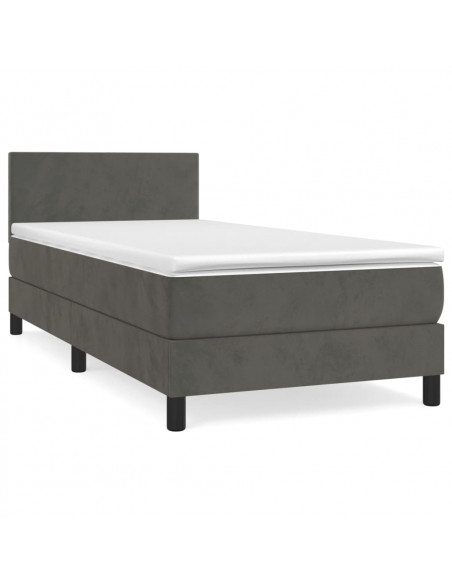 Giroletto a Molle con Materasso Grigio Scuro 100x200 cm Velluto