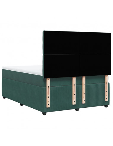 Giroletto a Molle con Materasso Verde Scuro 140x200 cm Velluto