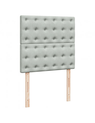 Giroletto a Molle con Materasso Grigio Chiaro 90x200 cm Velluto