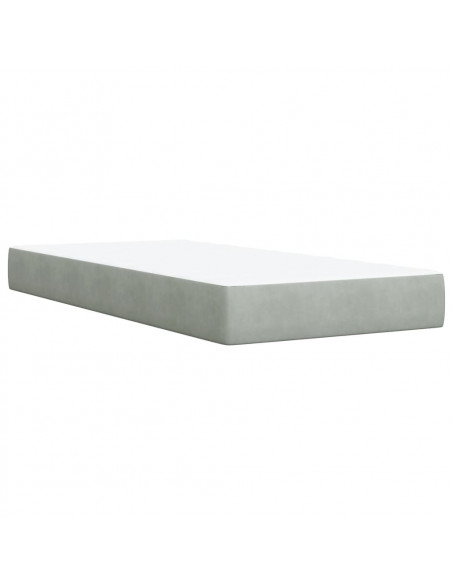 Giroletto a Molle con Materasso Grigio Chiaro 90x200 cm Velluto
