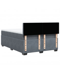 Giroletto a Molle con Materasso Grigio Scuro 160x200 cm Velluto