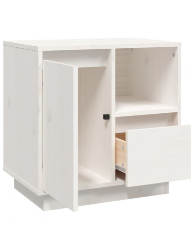 Comodini 2 pz Bianco 50x34x50 cm in Legno Massello di Pino
