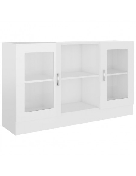 Armadietto Vetrina Bianco Lucido 120x30,5x70 cm Multistrato