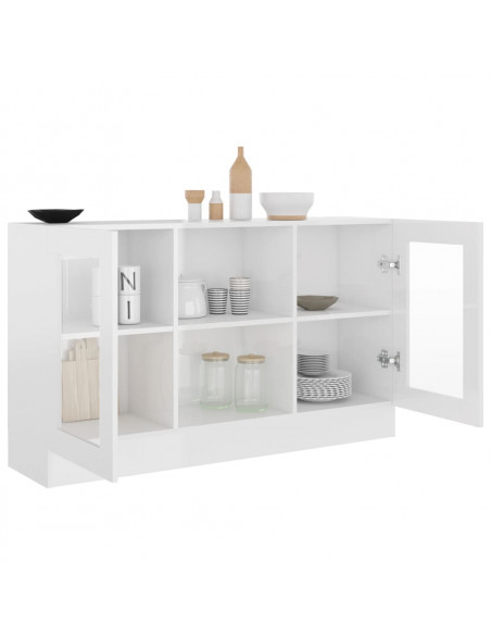 Armadietto Vetrina Bianco Lucido 120x30,5x70 cm Multistrato