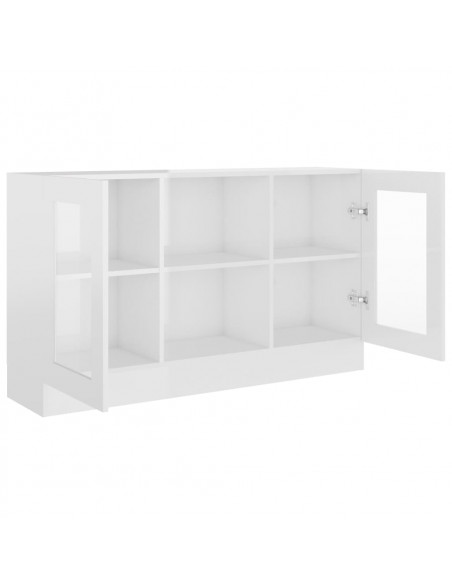 Armadietto Vetrina Bianco Lucido 120x30,5x70 cm Multistrato